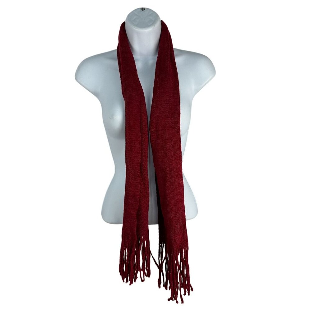 Red Acrylic Fringed Scarf For Women